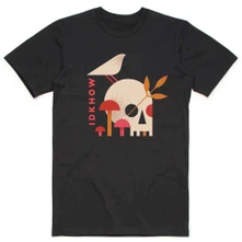 iDKHOW, Tričko Mushroom Skull, Unisex, Čierna