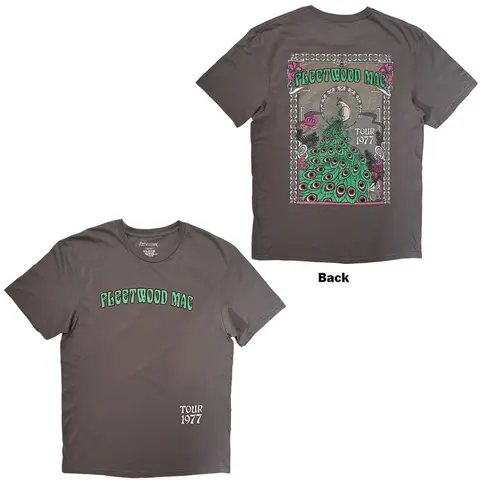 Unisex T-Shirt: Peacock Tour '77 (Charcoal Grey) (Back Print)