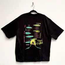 Unisex Oversized Boxy T-Shirt: Beach Party Tour '86 (Black) (Back Print) thumbnail