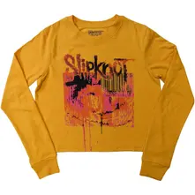 Ladies Long Sleeve Crop Top: The End, So Far Barcode (Yellow) (Back Print) thumbnail