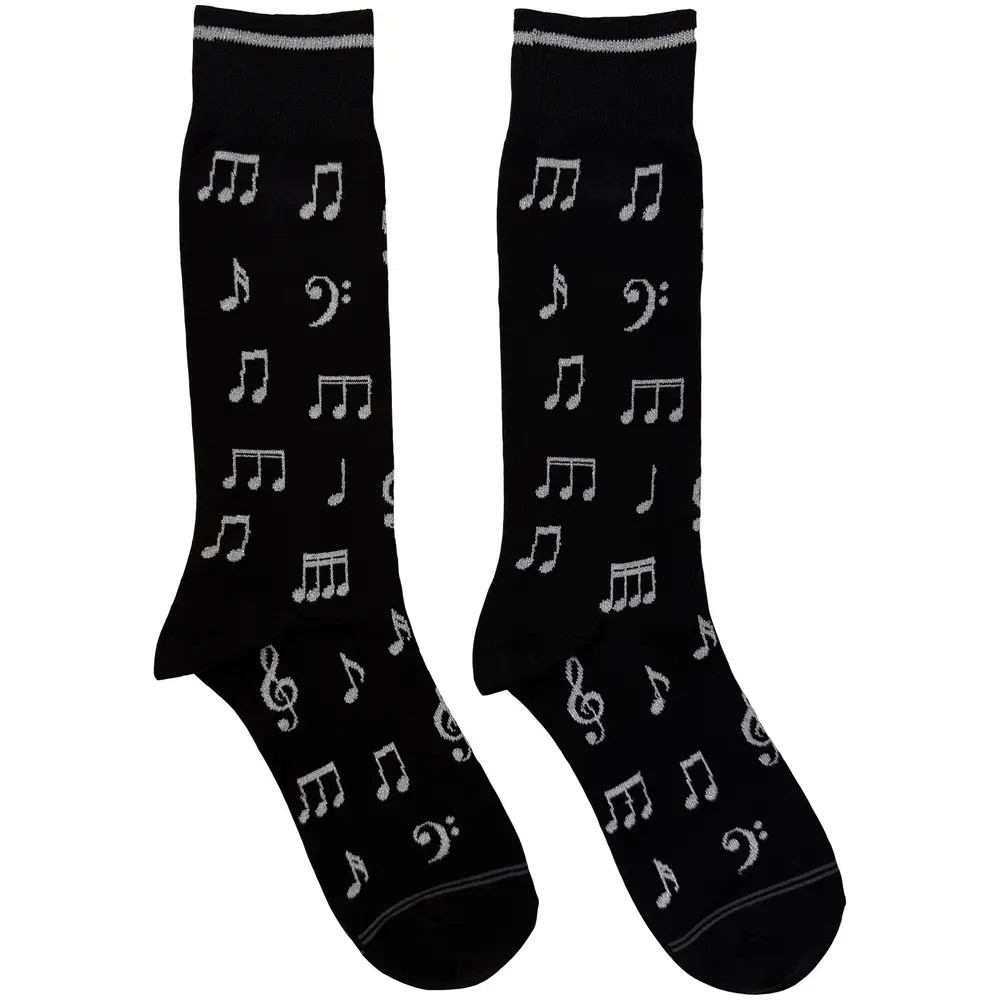 Unisex Crew Socks: Musical Notes (Black) (UK Size 6.5 - 11)