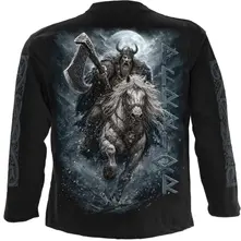 Unisex Long Sleeve T-Shirt: Viking Rampage (Black) (Back & Sleeve Print) thumbnail