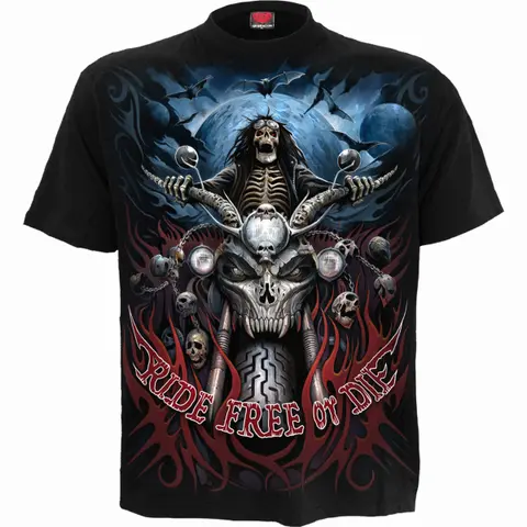 Unisex T-Shirt: Ride Free (Black) (Back Print)