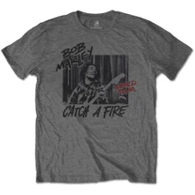 Bob Marley, Tričko Catch A Fire World Tour, Unisex, Šedá