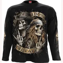 Unisex Long Sleeve T-Shirt: Pure Metal (Black) (Back & Sleeve Print) thumbnail