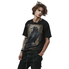 Unisex T-Shirt: Raven Wise (Black) (Back Print) thumbnail