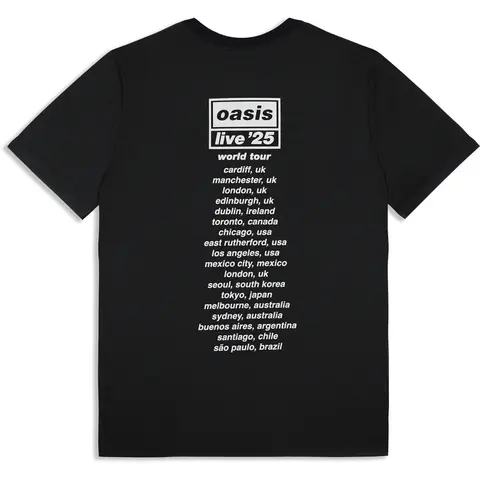 Unisex T-Shirt: Wonderwall Live 25 World Tour (Black) (Back Print & Ex-Tour)