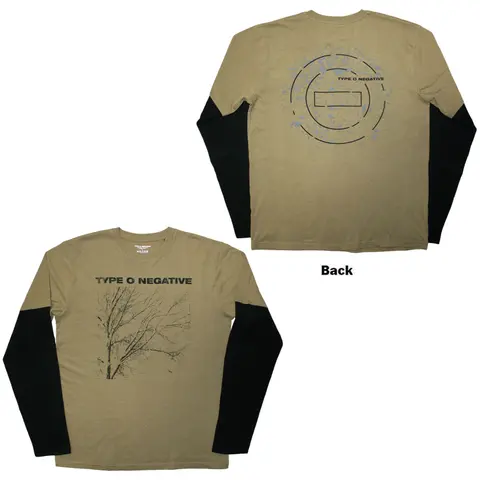 Unisex 2 In 1 Layered Long Sleeve T-Shirt: Tree (Black & Green) (Back Print)