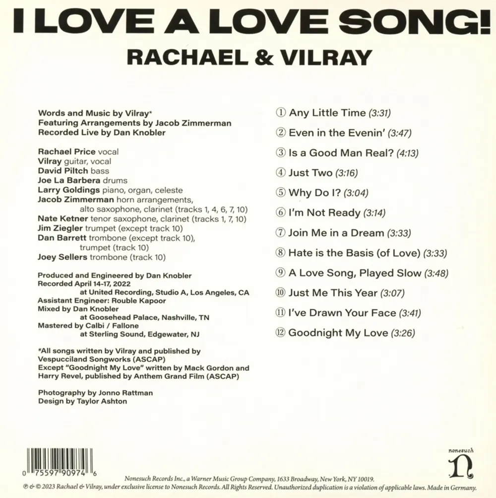 Rachael & Vilray – I LOVE A LOVE SONG! (CD)