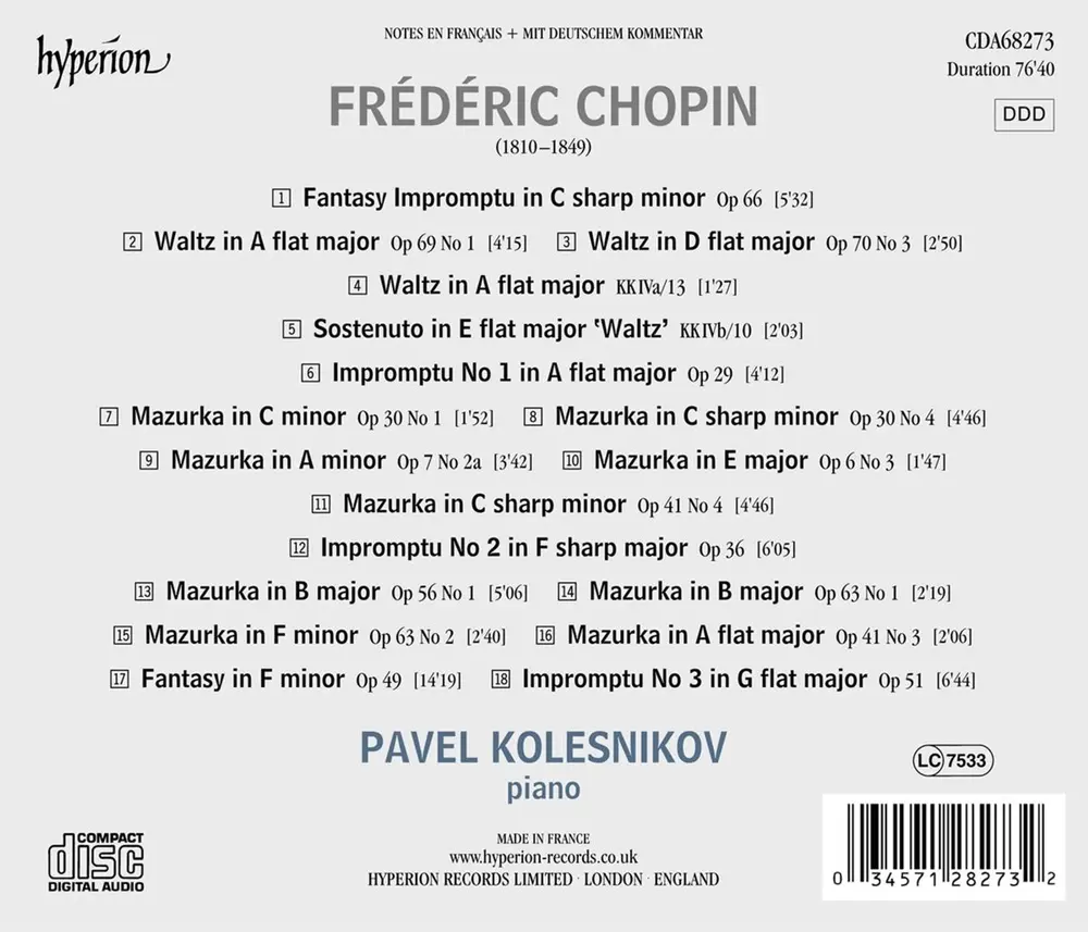Pavel Kolesnikov – CHOPIN: IMPROMPTUS WALTZES & MAZURKAS (CD)