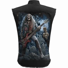 Unisex Worker Shirt: Grim Rocker (Black) (Back Print) thumbnail