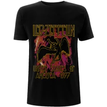 Led Zeppelin, Tričko Black Flames, Unisex, Čierna