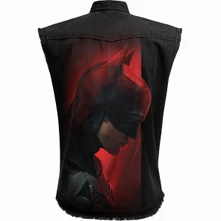 Unisex Worker Shirt: The Batman Profile Logo (Black) (Back Print) thumbnail