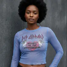 Ladies Long Sleeve Mesh Crop Top: Bringin On The Heartbreak (Blue) thumbnail