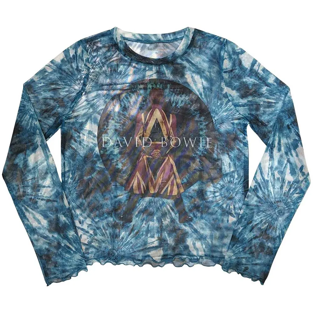 Ladies Long Sleeve Mesh Crop Top: Live & Well (Blue)