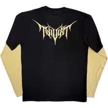 Unisex Layered Long Sleeve T-Shirt: Red Demon (Black & Sand) (Back Print) thumbnail