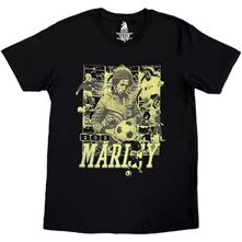 Bob Marley, Tričko Football Collage, Unisex, Čierna