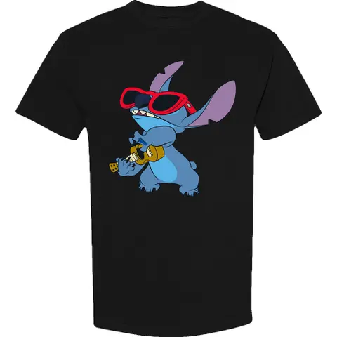 Tričko Lilo & Stitch Stitch Guitar (Čierna), Unisex, Čierna