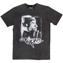 2Pac, Tričko Spray Photo, Unisex, Šedá