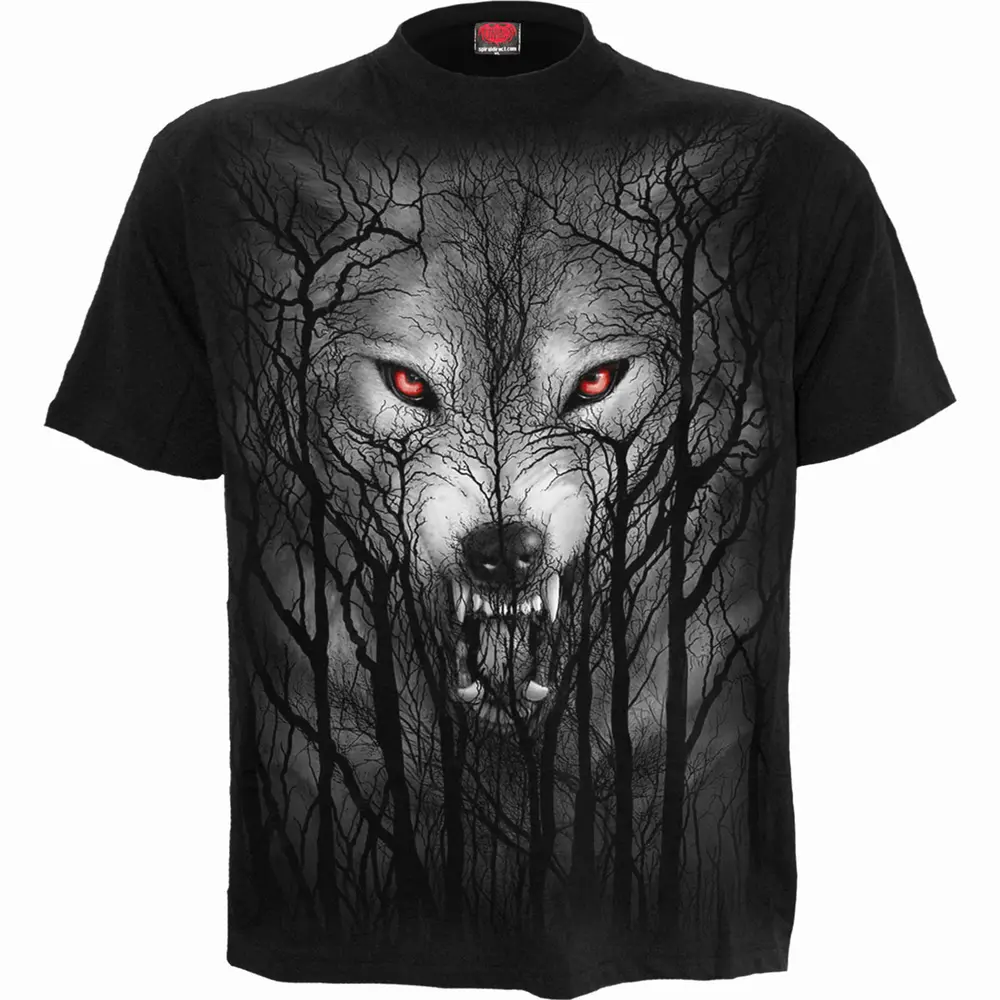 Unisex T-Shirt: Forest Wolf (Black) (Back Print)