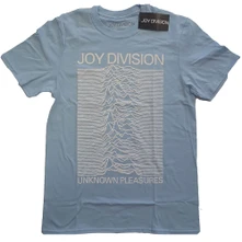 Joy Division, Tričko Unknown Pleasures White On Blue, Unisex, Modrá