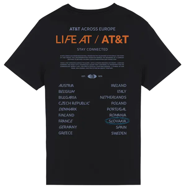 AT&T Across Europe – T-shirt AT&T Slovakia / LifeAtAT&T, Unisex, Black