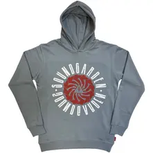 Unisex Unplugged Pullover Hoodie: Circle Logo (Blue) (Back Print) thumbnail