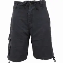Unisex Vintage Cargo Shorts: Plain (Black) (Blank) thumbnail
