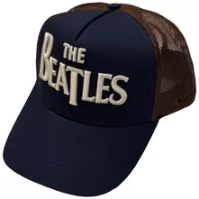 Unisex Mesh Back Cap: Drop T Logo & Apple (Navy Blue & Brown) thumbnail