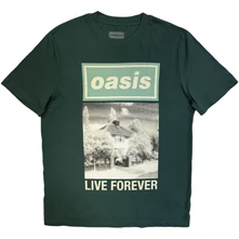 Oasis, Tričko Live Forever Single Cover, Unisex, Zelená