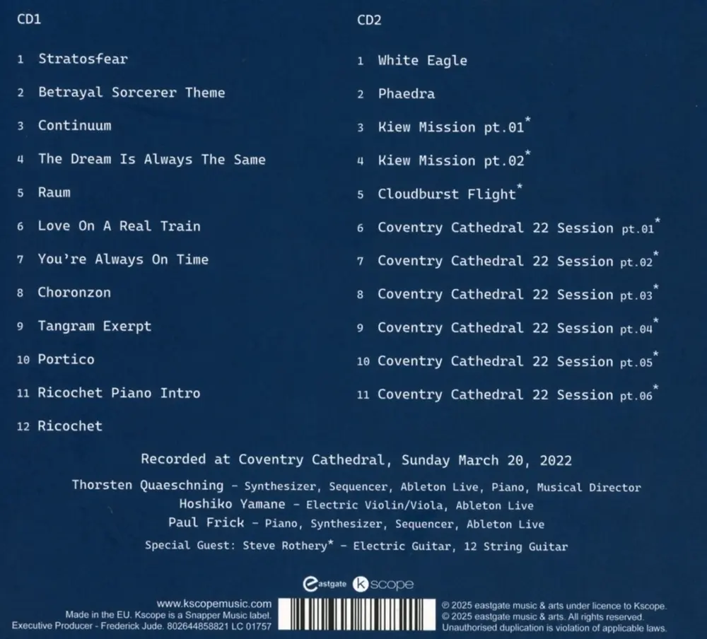 Tangerine Dream – FROM VIRGIN TO QUANTUM YEARS: COVENTRY CATHEDRAL 2022 (CD)