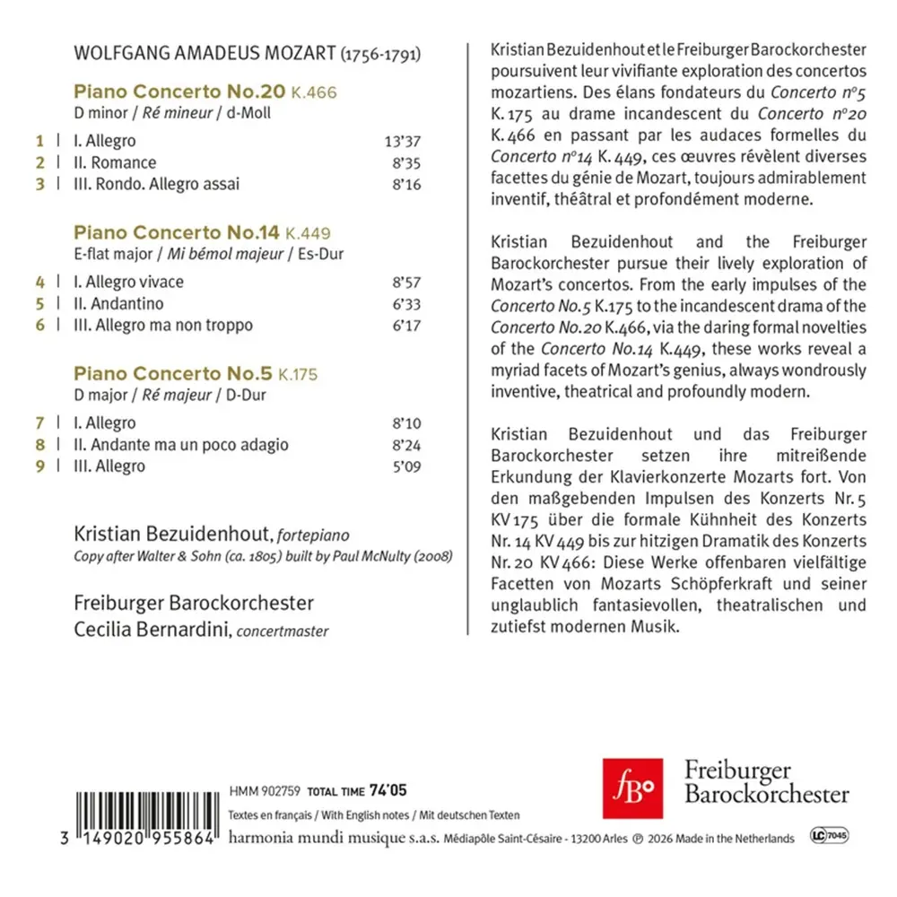 MOZART: PIANO CONCERTOS K. 175, 449 & 466