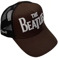 Unisex Mesh Back Cap: Drop T Logo & Apple (Brown & Black) thumbnail