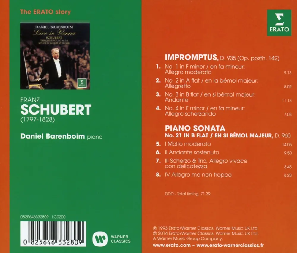 THE ERATO STORY. SCHUBERT: SONATA, D.960, IMPROMPTUS, D.935