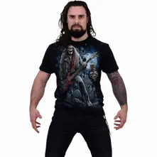 Unisex T-Shirt: Grim Rocker (Black) (Back Print) thumbnail