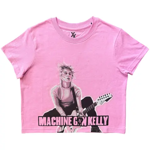 Ladies Crop Top: Guitar (Pink)