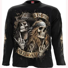 Unisex Long Sleeve T-Shirt: Pure Metal (Black) (Back & Sleeve Print) thumbnail