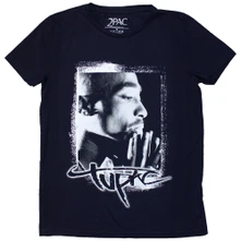 2Pac, Tričko Spray Photo, Žena, Modrá