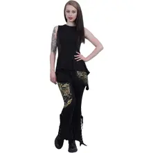 Ladies Boot Cut Leggings with Micro Skirt: Celtic Dragon (Black) (Back Print) thumbnail