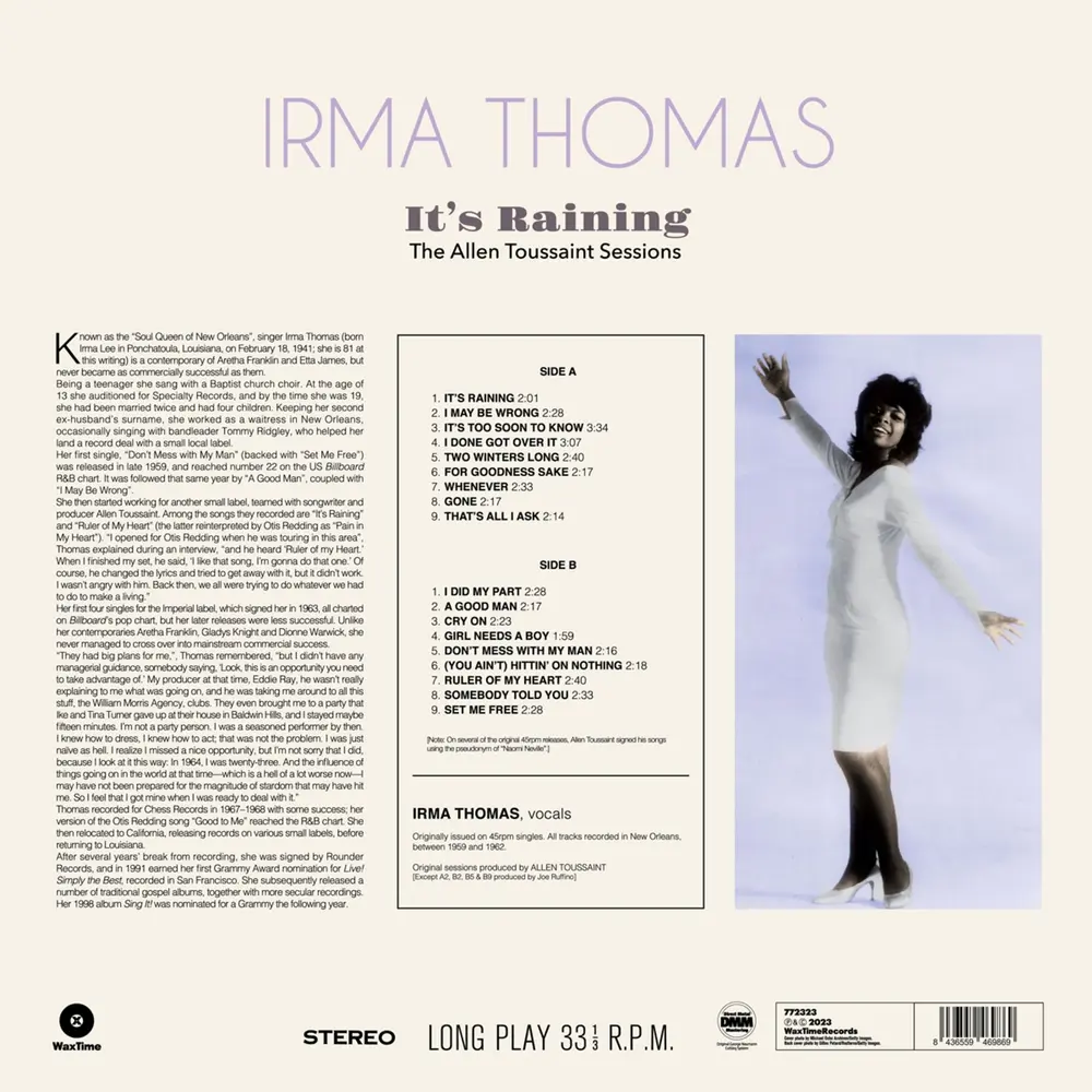 Irma Thomas – IT'S RAINING - THE ALLEN TOUSSAINT SESSIONS (Vinyl)
