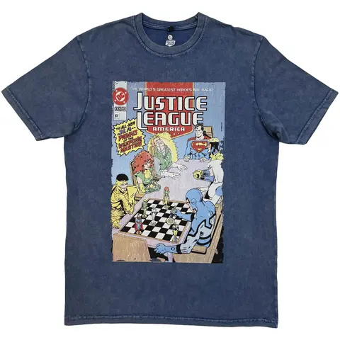 Tričko Justice League America (Modrá, Stone Wash T-Shirt), Unisex, Modrá