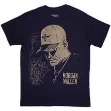 Morgan Wallen, Tričko Cap, Unisex, Modrá