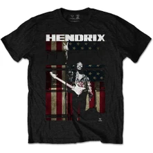 Jimi Hendrix, Tričko Peace Flag, Unisex, Čierna