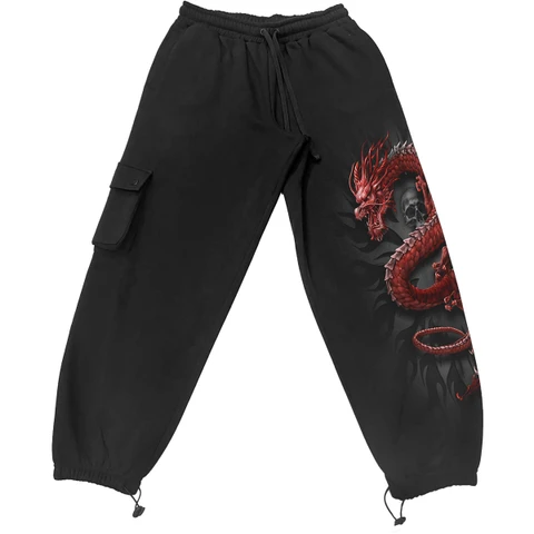 Unisex Cargo Joggers: Oriental Dragon (Black)