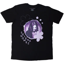 Selena Gomez, Tričko Purple Floral, Unisex, Čierna