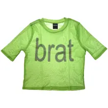 Croptop Ladies Mesh Crop Top: Brat Logo (Green)