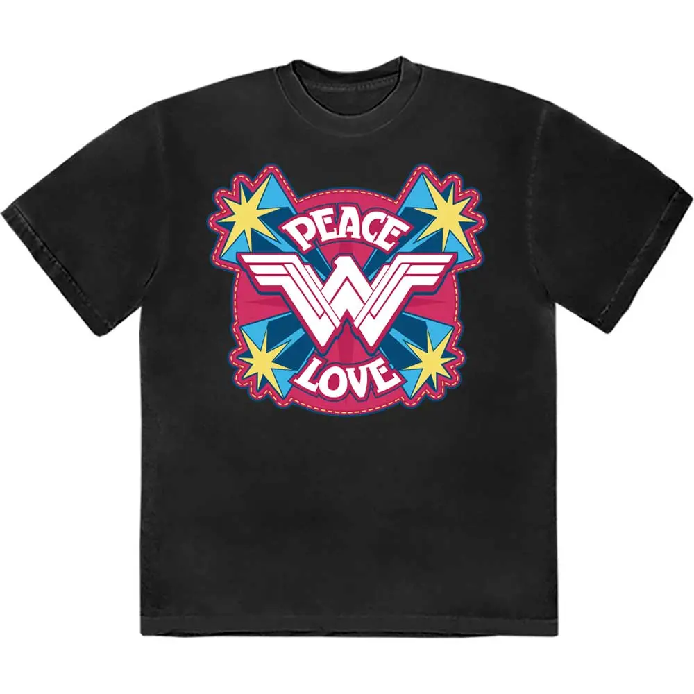 Wonder Woman Peace & Love (Negra) (Camiseta)