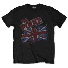 The Police, Tričko Vintage Flag, Unisex, Čierna