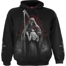 Unisex Pullover Hoodie: Dead Kiss (Black) (Back & Sleeve Print) thumbnail