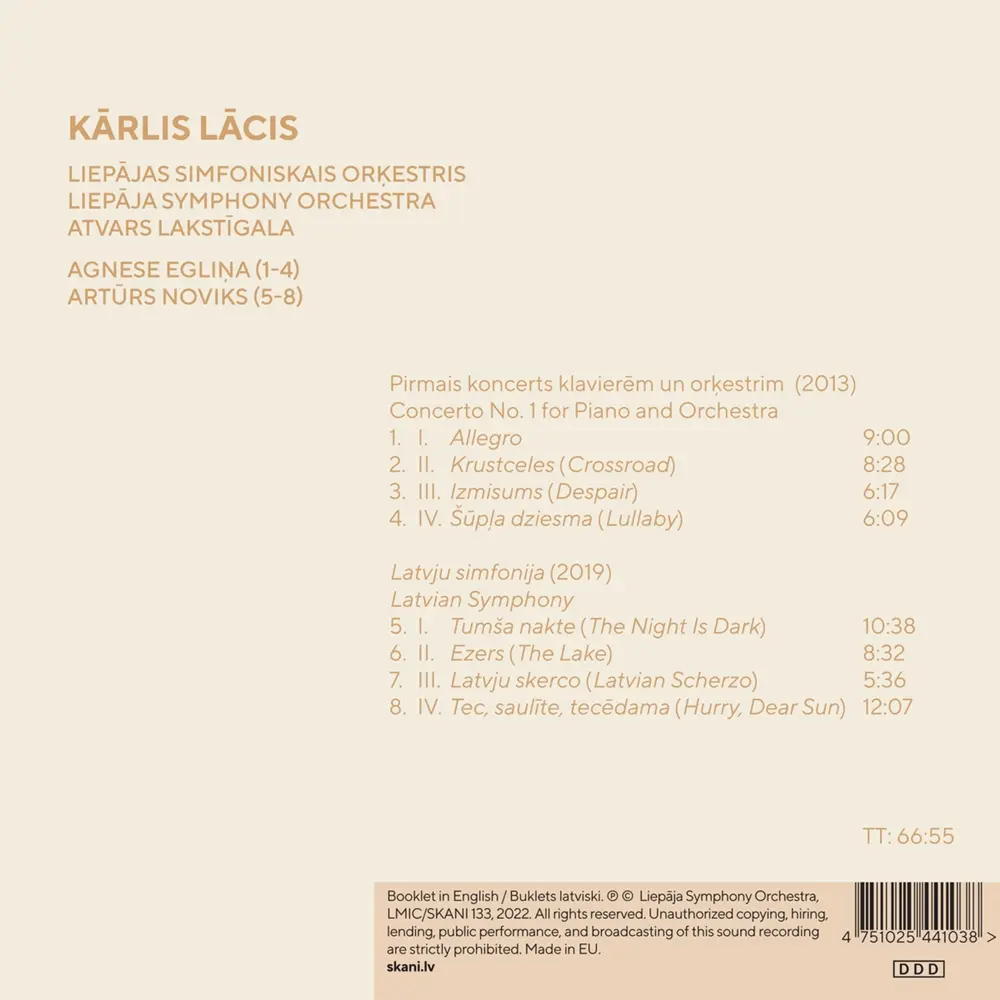 Liepāja Symphony Orchestra – KARLIS LACIS: PIANO CONCERTO, LATVIAN SYMPHONY (CD)